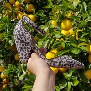 ASOS Speakeasy Pointed Mid Heel in Leopard